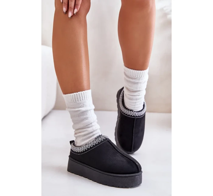 Sněhule Dámské Na Platformě Zateplené Kožíškem Černé Remenia Sněhule Dámské Na Platformě Zateplené Kožíškem Černé Remenia