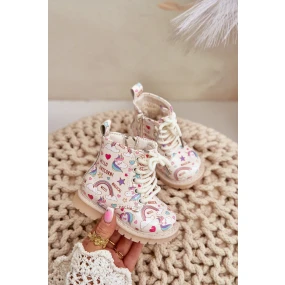 Dětské Zateplené Kotníkové Boty Se Zipem Béžové model 20865337 - Kesi