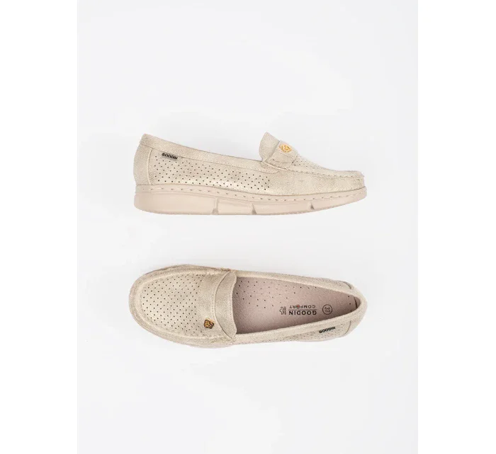 Luxusní zlaté dámské  mokasíny bez podpatku