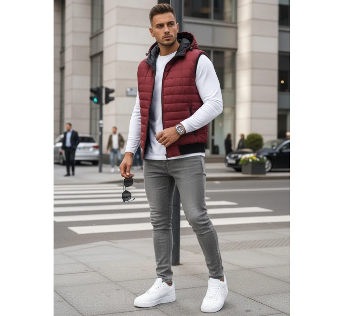 Vínová pánská vesta FashionStreet TX4238 Vínová pánská vesta FashionStreet TX4238