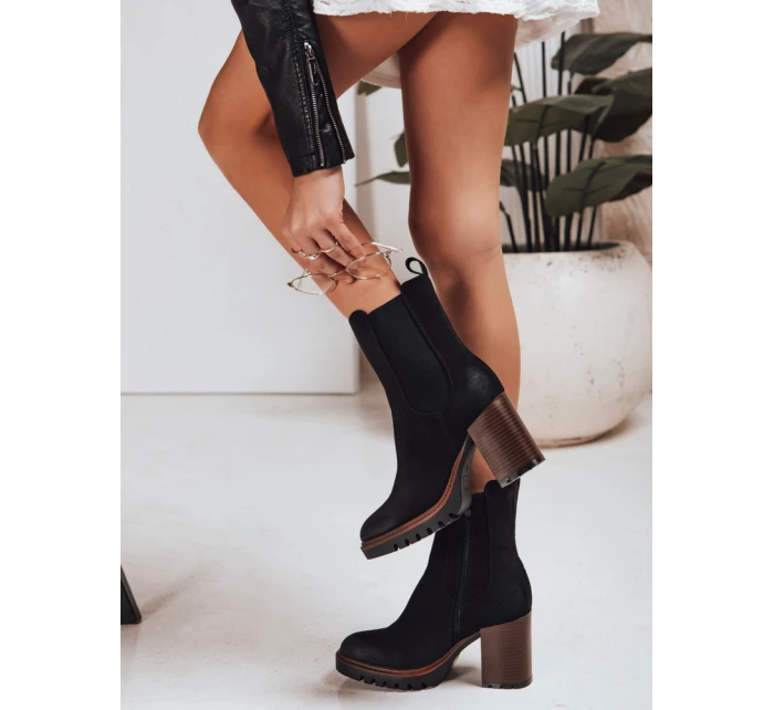 Dámské semišové kozačky černé model 21994994 - Dstreet