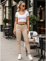 Dámské úzké push up džíny s páskem béžové FashionStreet UY2921