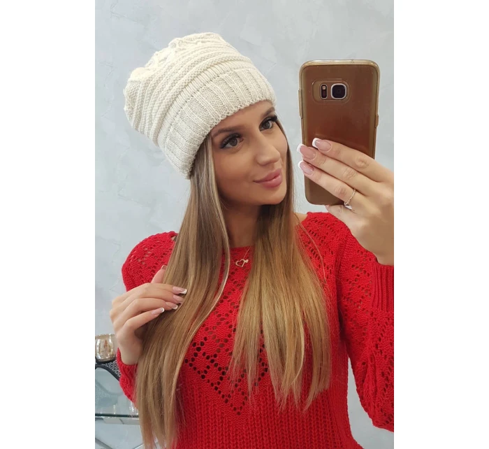 Dámská čepice Łucja K337 ecru Dámská čepice Łucja K337 ecru