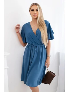 Šaty s vrstveným výstřihem džínovina