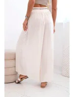 Dámské kalhoty z viskózy se širokými nohavicemi světle béžová
