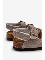 Dětské sandálky na korkové platformě se suchým zipem šedé Rorria Dětské sandálky na korkové platformě se suchým zipem šedé Rorria