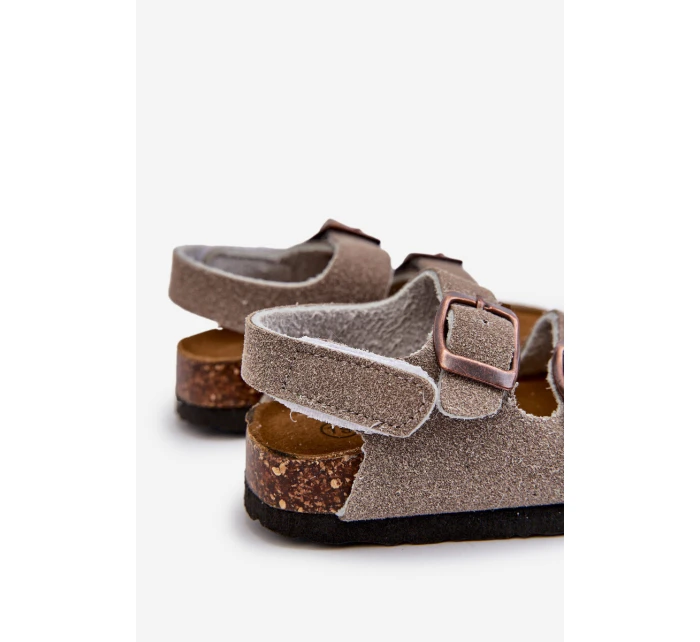 Dětské sandálky na korkové platformě se suchým zipem šedé Rorria Dětské sandálky na korkové platformě se suchým zipem šedé Rorria