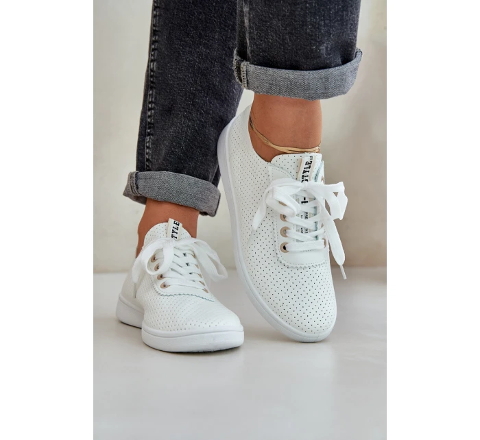 Dámské Ažurové Šněrovací Tenisky Světle Béžové model 21684935 - Boto Dámské Ažurové Šněrovací Tenisky Světle Béžové model 21684935 - Boto