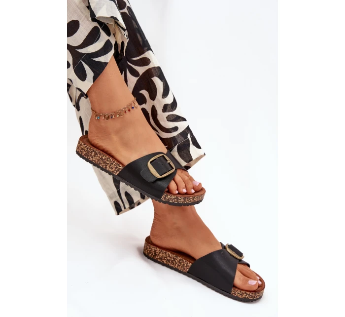 Dámské sandály na korkové platformě s přezkou černé Vianara Dámské sandály na korkové platformě s přezkou černé Vianara