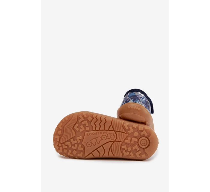 Dětské pantofle na suchý zip Barefoot míčky Froddo Cannvas G1700439-5 Modré