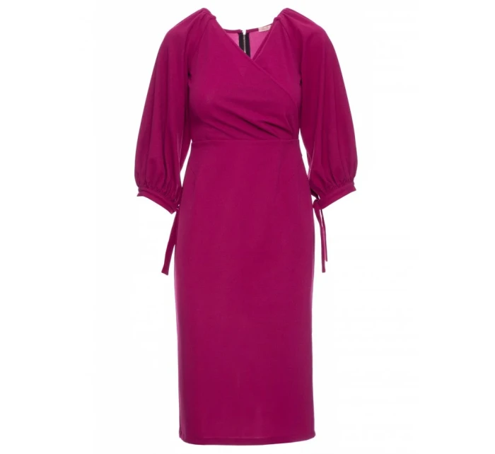 K152 Zavinovací šaty s pouzdrovými rukávy - švestka