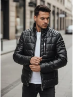 Pánská zateplená kožená bunda černá FashionStreet TX5115