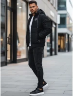 Pánská prošívaná bunda černá FashionStreet TX4638z Pánská prošívaná bunda černá FashionStreet TX4638z