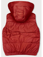 Červená krátká péřová dámská vesta s kapucí (16M9091-270)