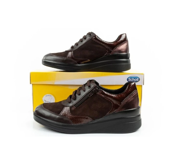 Scholl Emma Laces dámské sportovní kožené hnědé dámské platformy Scholl Emma Laces dámské sportovní kožené hnědé dámské platformy