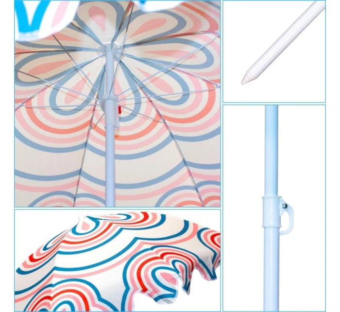 PLÁŽOVÝ A ZAHRADNÍ SLUNEČNÍK 160 CM PRUHOVANÝ MODRÝ A RŮŽOVÝ PLÁŽOVÝ A ZAHRADNÍ SLUNEČNÍK 160 CM PRUHOVANÝ MODRÝ A RŮŽOVÝ