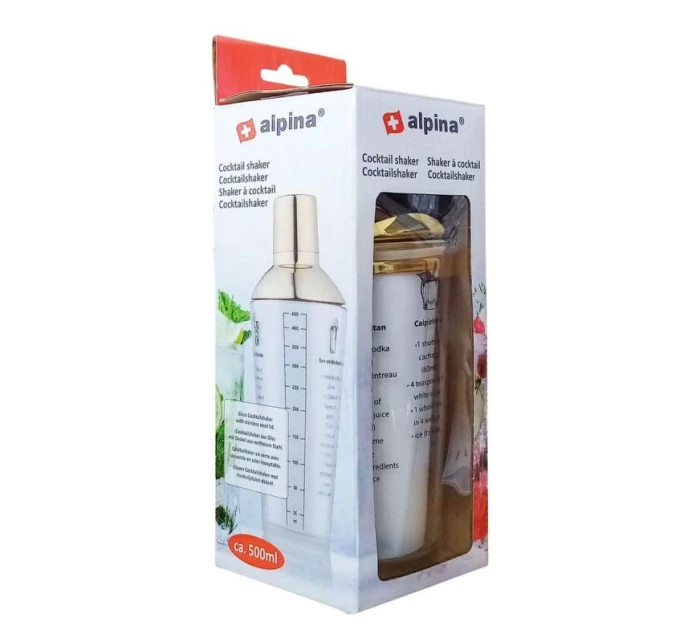 SKLENĚNÝ KOKTEJLOVÝ ŠEJKR 450ML ALPINA