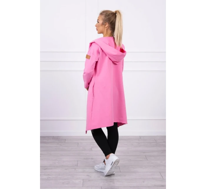 Dlouhý kabát s kapucí světle růžový