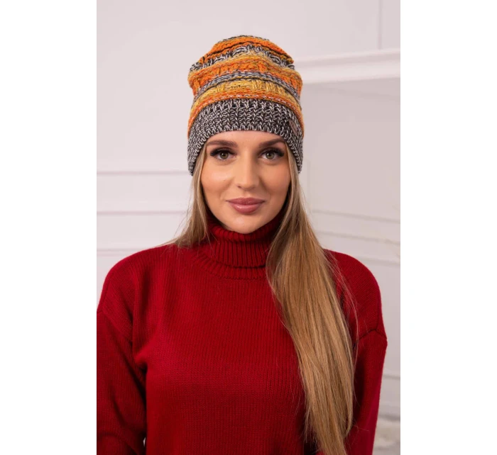 Čepice s fleecem Patrycja K254 oranžová+černá Čepice s fleecem Patrycja K254 oranžová+černá