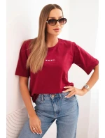 Dámská bavlněná blůza s potiskem Minimal bordová