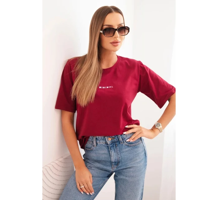 Dámská bavlněná blůza s potiskem Minimal bordová