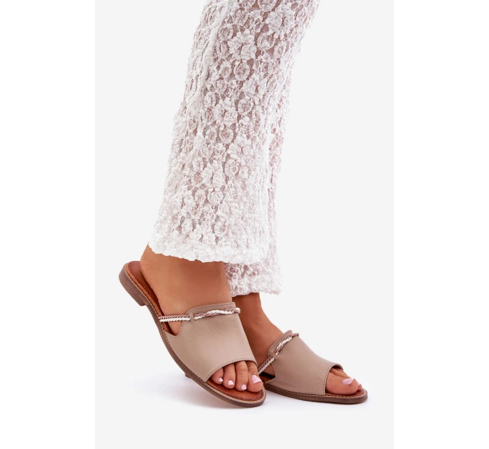 Kožené Pantofle Tmavě Béžové Lewski Shoes model 21682423 - Boto Kožené Pantofle Tmavě Béžové Lewski Shoes model 21682423 - Boto