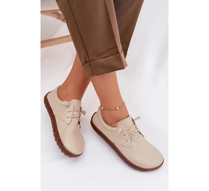 Kožené dámské polobotky Barefoot Zazoo 10189 Béžové Kožené dámské polobotky Barefoot Zazoo 10189 Béžové