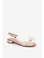 Dámské sandály průhledné s mašlí D&A MR61-9001 růžové zlato