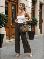 Dámské kalhoty z lyocellu se širokými nohavicemi, hnědé, FashionStreet UY3065