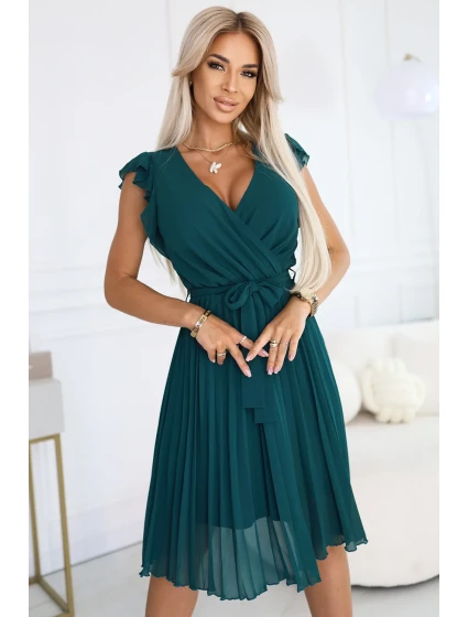 Plisované šaty s výstřihem a volánky model 21138303 - numoco