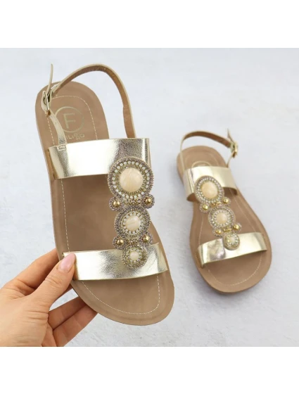 Dámské ploché sandály se zlatou ozdobou Filippo DS6882