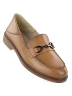 Dámské kožené mokasíny polobotky camel model 22015075 - VINCEZA Dámské kožené mokasíny polobotky camel model 22015075 - VINCEZA