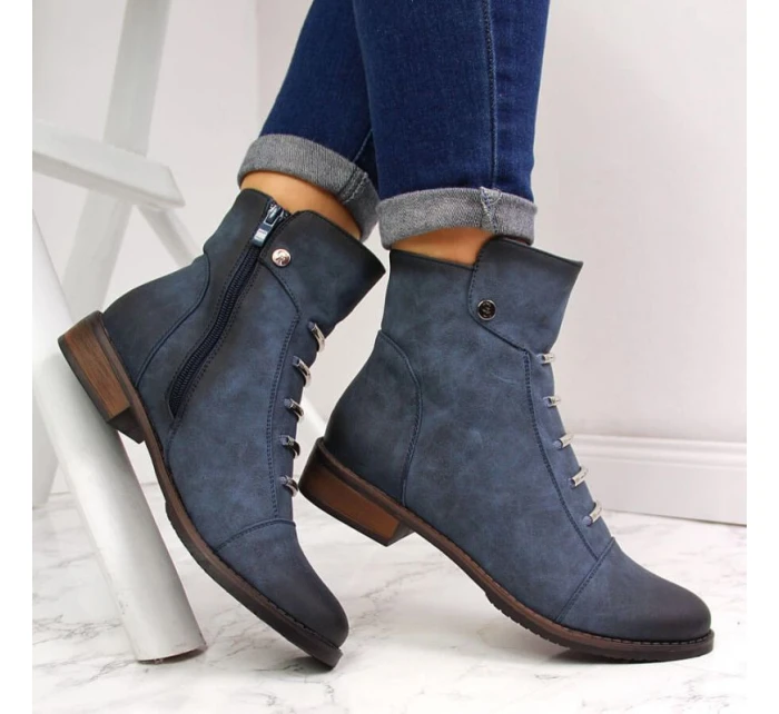 Dámské boty s ozdobami zateplené modré Jezzi Dámské boty s ozdobami zateplené modré Jezzi