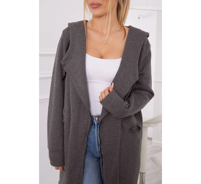 Zateplená bunda s kapucí v grafitové barvě