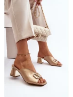 Elegantní dámské sandály na podpatku model 21647439 zlaté - Laura Messi