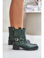 model 21677120 Kožené Boty Na Nízkém Podpatku Zateplené Tmavě Zelené - Zazoo model 21677120 Kožené Boty Na Nízkém Podpatku Zateplené Tmavě Zelené - Zazoo