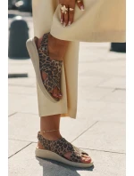 Zazoo 40392 Kožené Sandály Dámské Leopardí Hnědé Zazoo 40392 Kožené Sandály Dámské Leopardí Hnědé