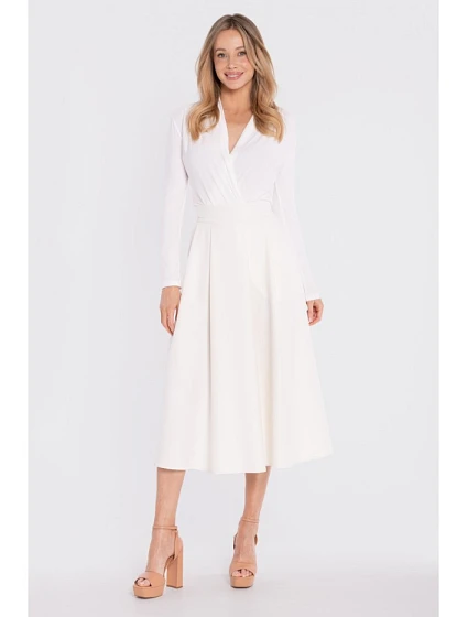 midi sukně s vysokým pasem krémová model 22152208 - STYLOVE