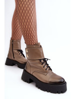 Béžové dámské kožené pracovní boty Lemar Anceria