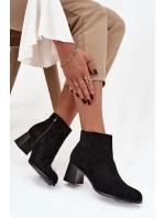 Dámské botky na sloupku z eko semiše – černé Marilou Dámské botky na sloupku z eko semiše – černé Marilou