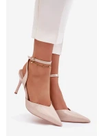 Dámské lakované lodičky s otevřenou patou - béžové Laretta Dámské lakované lodičky s otevřenou patou - béžové Laretta