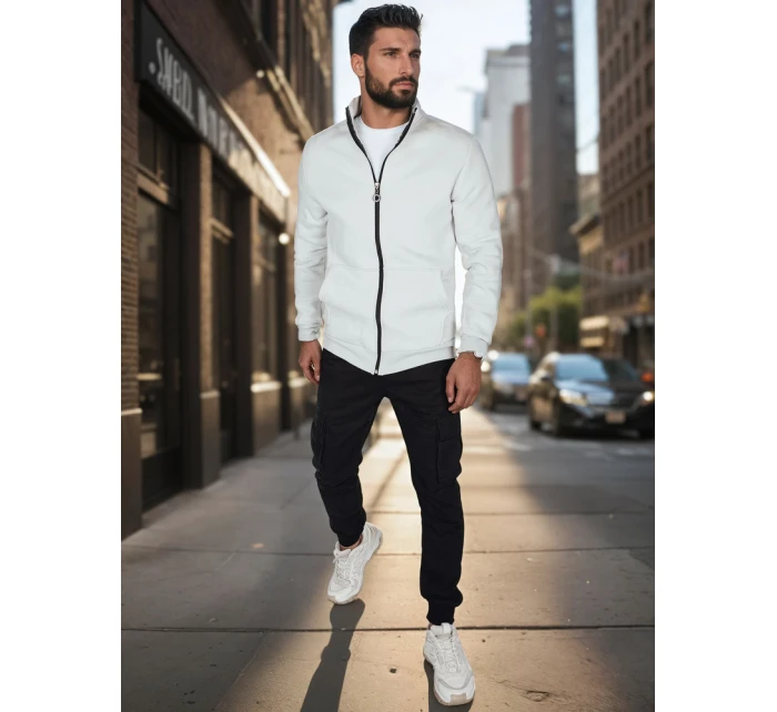 Pánská mikina na zip se stojáčkem světle šedá FashionStreet BX5874