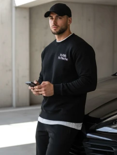 Pánská mikina s potiskem černá FashionStreet BX5947