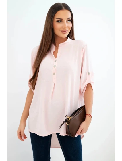 Halenka s delším zadním dílem světlá pudrová růžová Halenka s delším zadním dílem světlá pudrová růžová