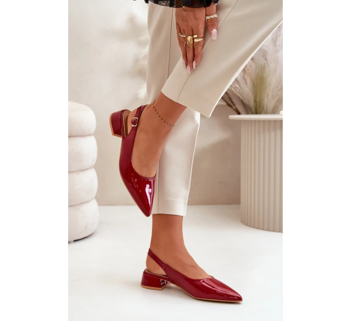 Lakované Baleríny Na Podpatku S  Bordové model 21670196 - Boto