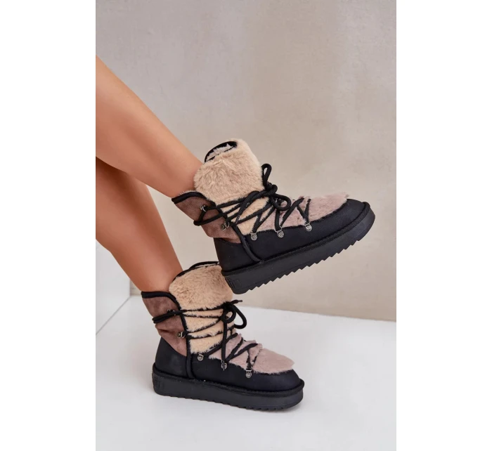 Dámské sněhule D.Franklin s kožíškem – černé Dámské sněhule D.Franklin s kožíškem – černé