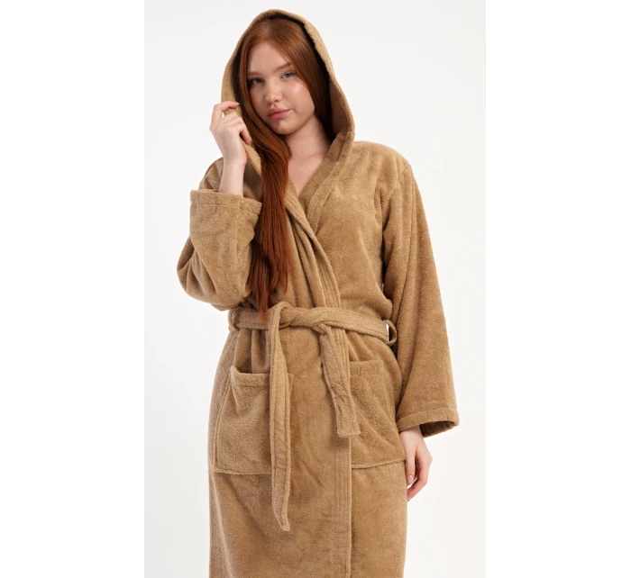 Dámský župan dlouhý s kapucí Karamelka