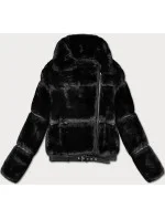 Černá krátká kožešinová bunda s límcem model 21247787 - J.STYLE
