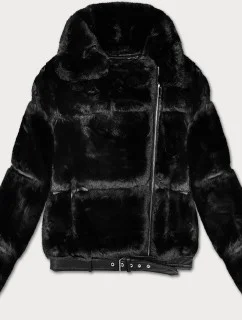 Černá krátká kožešinová bunda s límcem model 21247787 - J.STYLE