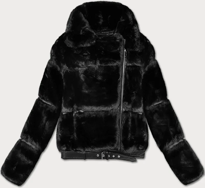 Černá krátká kožešinová bunda s límcem model 21247787 - J.STYLE